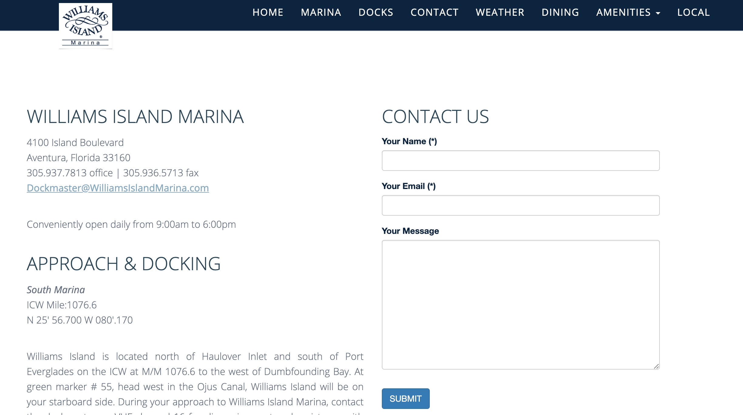 Williams Island Marina Website